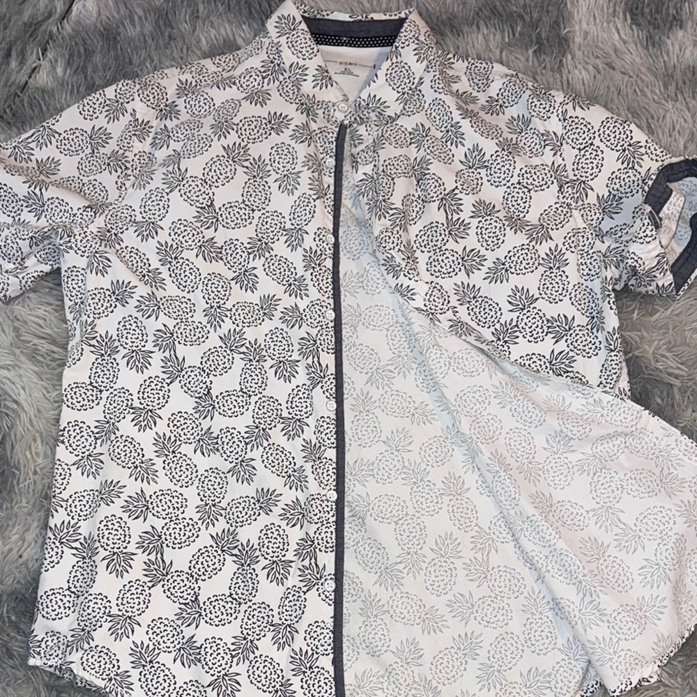 PD&C Men's Dress Shirt - White and Black Pattern